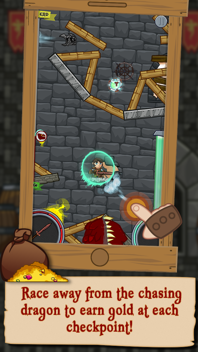 Race away from the chasing dragon to earn gold at each checkpoint!