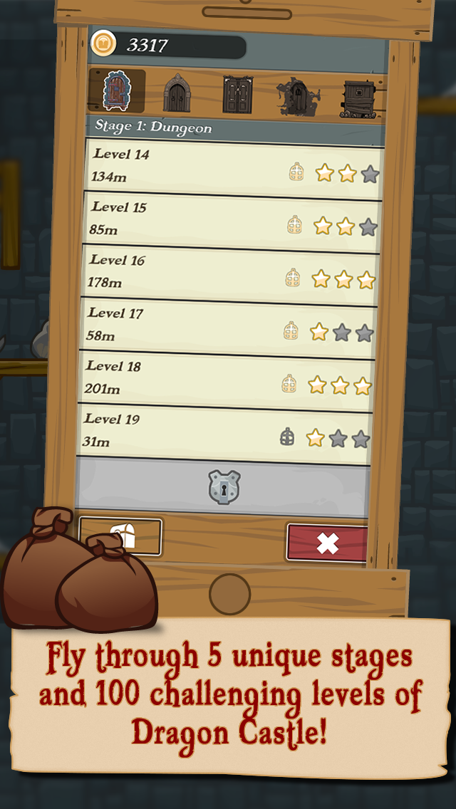 Fly through 5 unique stages and 100 challenging levels of Dragon Castle!